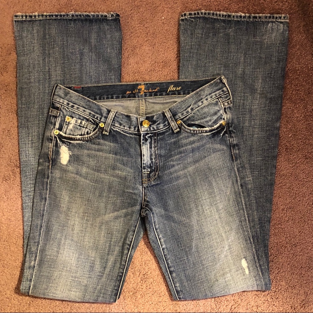7 For all mankind distressed Flare jeans, size 28